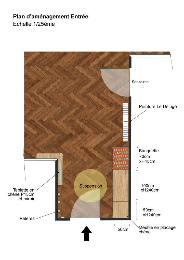 sublimer les espaces de passage l'entrée et le cabinet de toilette architecture d'intérieur, décoration d'intérieur, rénovation haut de gamme, aménagement sur mesure, optimisation de l'espace, style rétro chic, mix and match ancien contemporain, décoration cocon, gain de place, décoration intemporelle, esprit brocante chic.