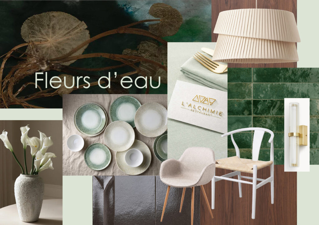 restaurant signature Recherche de style décoration Conseil en décoration professionnelle Architecture d'intérieur et décoration Identité visuelle et matières lieu de vie Ambiance restaurant bistronomique