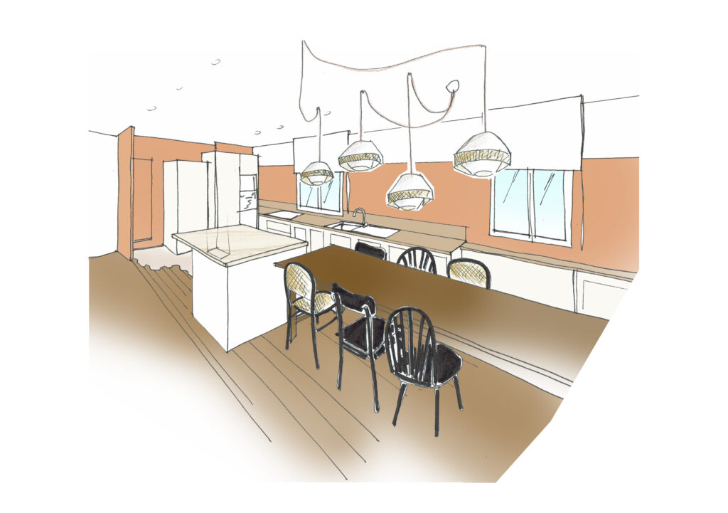 rénovation cuisine ouverte sur salon, triangle d'activité cuisine, ergonomie cuisine