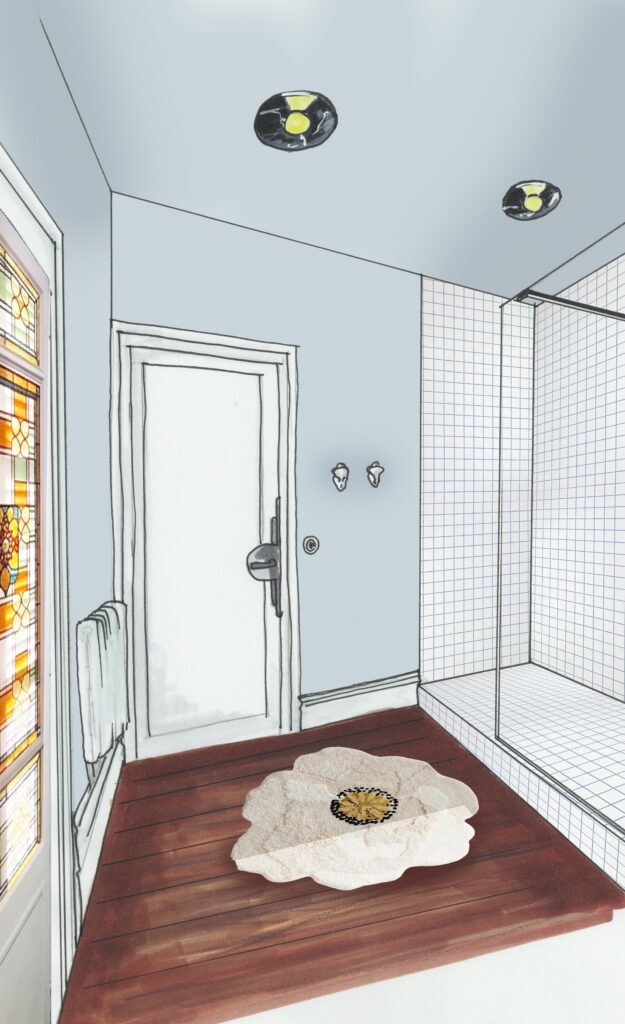 errière verre rainuré salle de bain carrelage rétro et carreaux de ciment Matériaux, marques & détails techniques peinture farrow and ball chambre