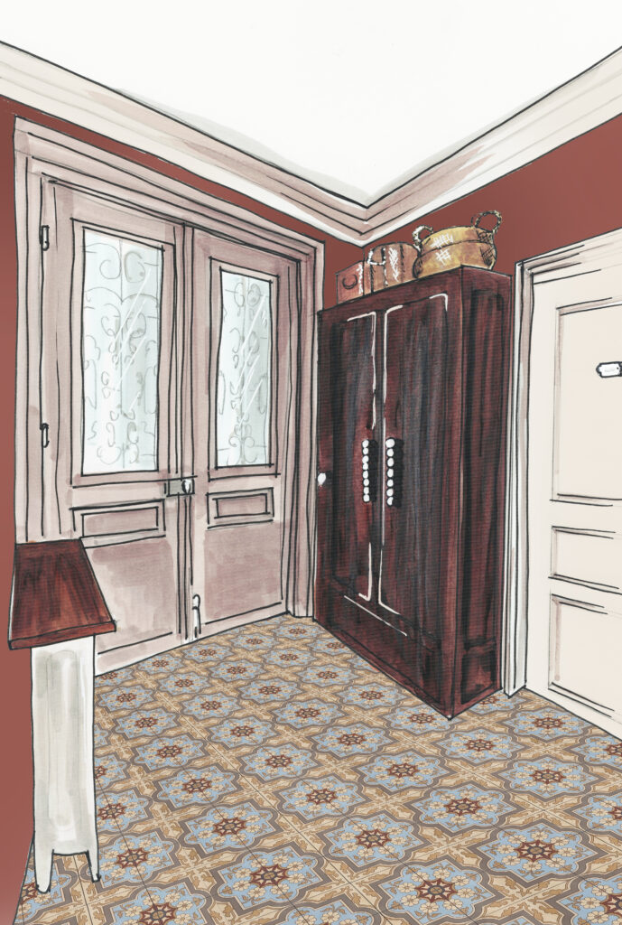 conception meuble sur mesure aménagement espace de passage relooking maison de famille décoration intérieure haut de gamme conseil couleur décoration Style & ambiance style maison de famille ambiance campagne chic décoration maison de maître